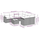 vidaXL 9-delige Loungeset met kussens poly rattan zwart