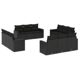 vidaXL 12-delige Loungeset met kussens poly rattan zwart