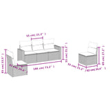 vidaXL 5-delige Loungeset met kussens poly rattan zwart