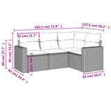 vidaXL 4-delige Loungeset met kussens poly rattan zwart