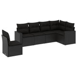 vidaXL 6-delige Loungeset met kussens poly rattan zwart