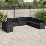 vidaXL 11-delige Loungeset met kussens poly rattan zwart