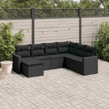 vidaXL 7-delige Loungeset met kussens poly rattan zwart