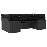 vidaXL 6-delige Loungeset met kussens poly rattan zwart