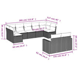 vidaXL 9-delige Loungeset met kussens poly rattan zwart