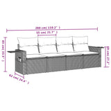 vidaXL 4-Piece Poly Rattan Lounge Set with Cushions Black
