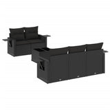 vidaXL Ensemble de salon 6 personnes avec coussins en poly rotin noir