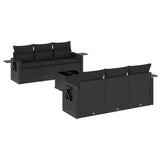 vidaXL 7-Piece Lounge Set with Cushions Poly Rattan Black