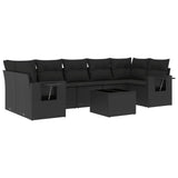 vidaXL Ensemble de salon 8 personnes avec coussins en poly rotin noir