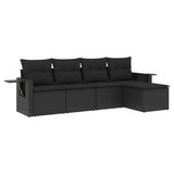 vidaXL Ensemble de salon 5 personnes avec coussins en poly rotin noir