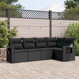 vidaXL 5-piece Lounge Set with Cushions Poly Rattan Black