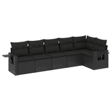 vidaXL Ensemble de salon 6 personnes avec coussins en poly rotin noir