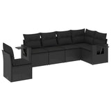 vidaXL 6-delige Loungeset met kussens poly rattan zwart