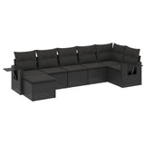 vidaXL 7-delige Loungeset met kussens poly rattan zwart