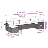 vidaXL 7-delige Loungeset met kussens poly rattan zwart