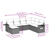 vidaXL 7-delige Loungeset met kussens poly rattan zwart
