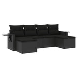vidaXL 6-delige Loungeset met kussens poly rattan zwart