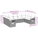 vidaXL 9-delige Loungeset met kussens poly rattan zwart
