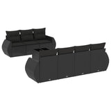 vidaXL 8-delige Loungeset met kussens poly rattan zwart