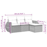 vidaXL 4-delige Loungeset met kussens poly rattan zwart