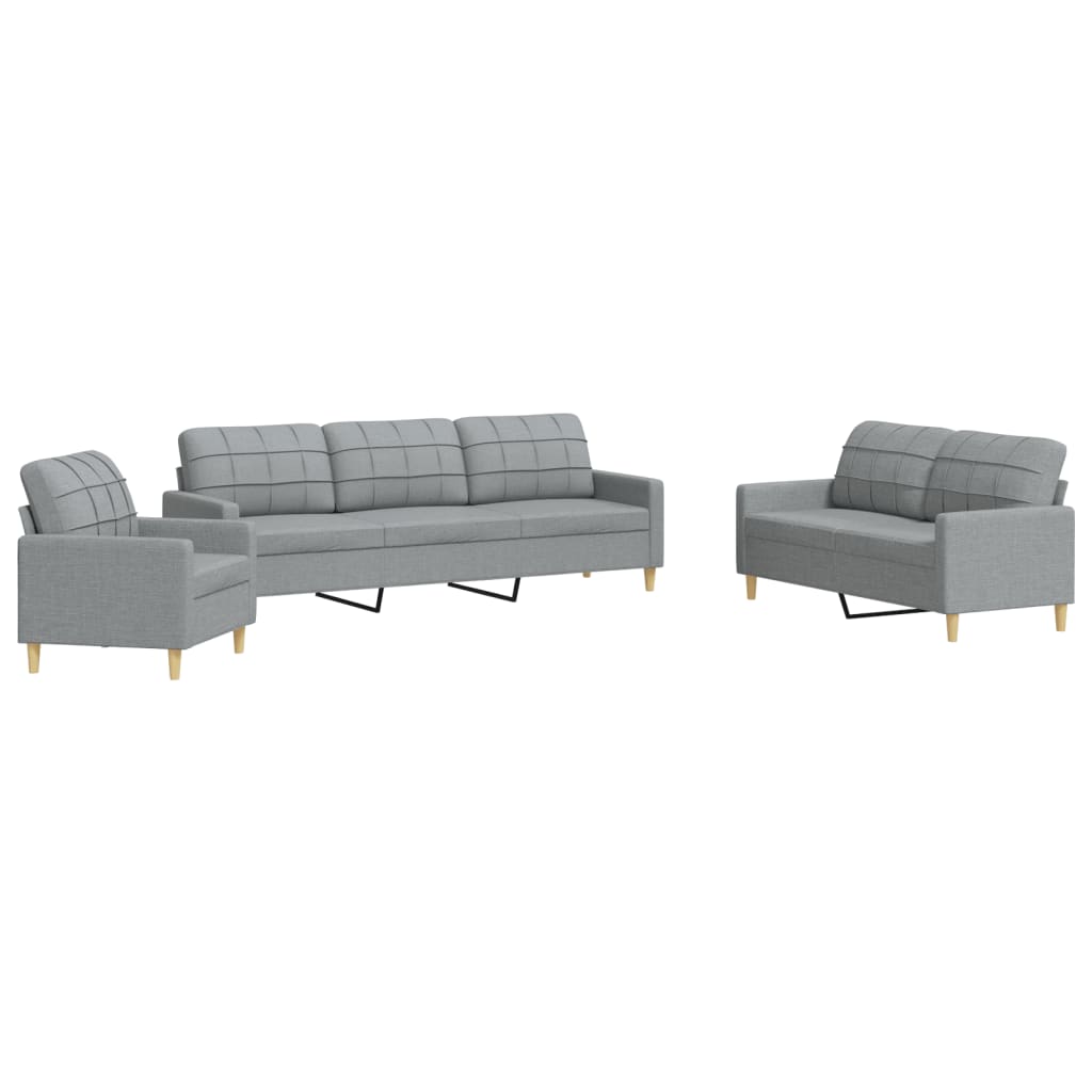 vidaXL 3-piece Fabric Lounge Set light grey