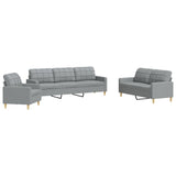 vidaXL 3-piece Fabric Lounge Set light grey