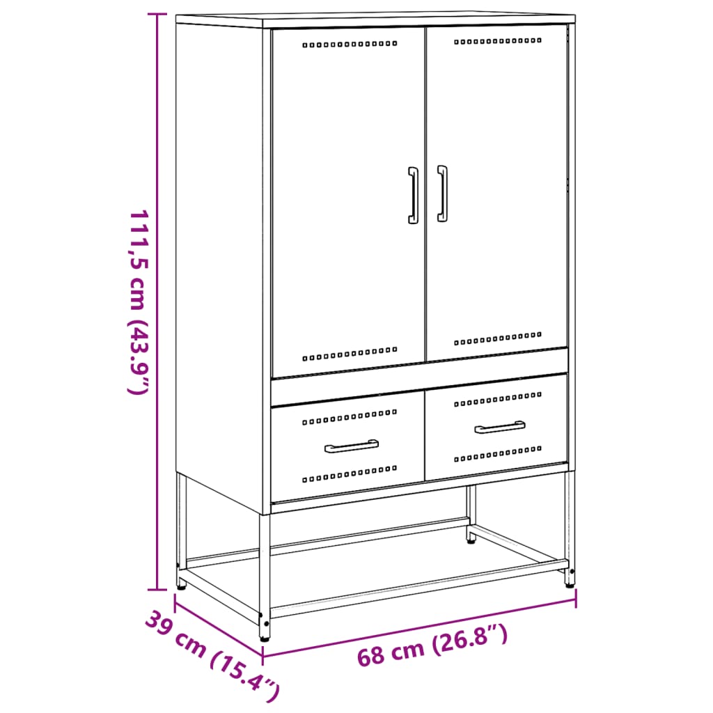 vidaXL Highboard 68x39x111.5 cm steel black