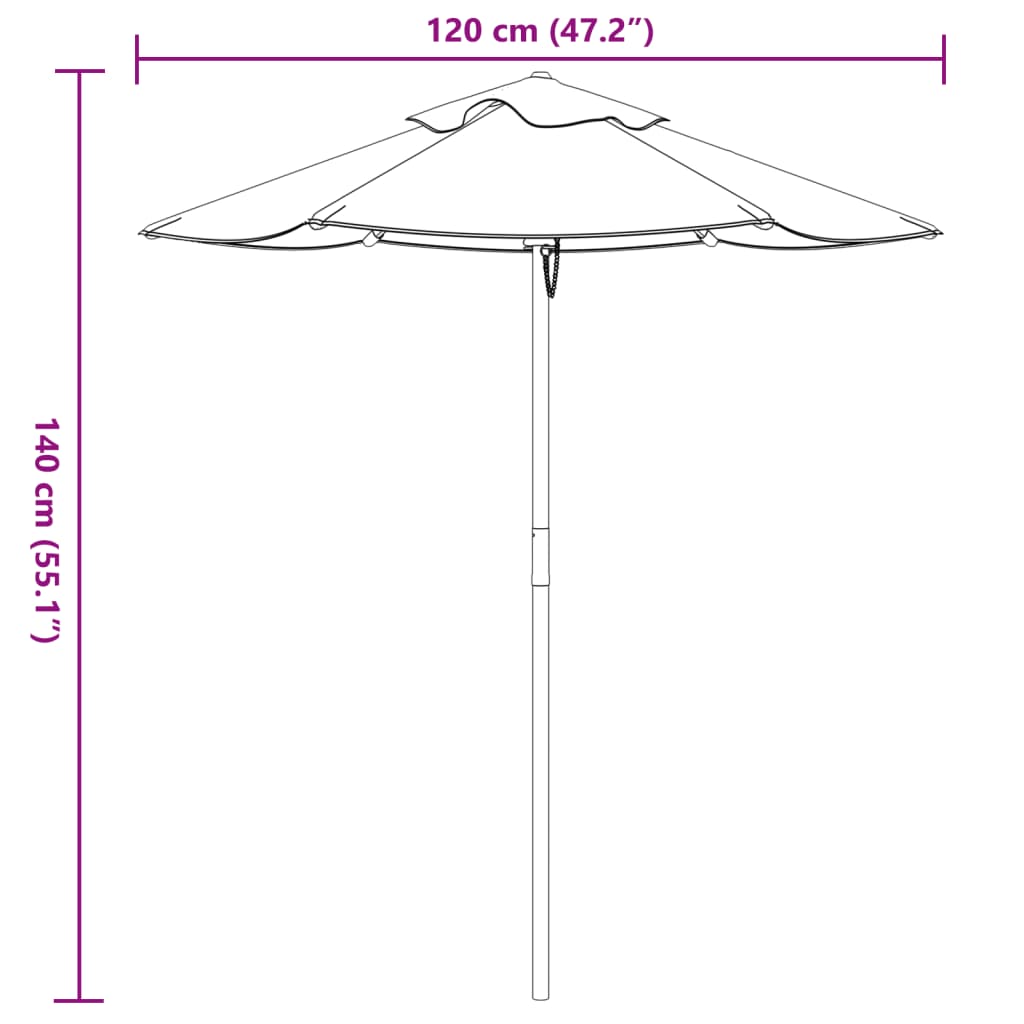 vidaXL Parasol pour enfants avec mât en bois Ø120x140 cm