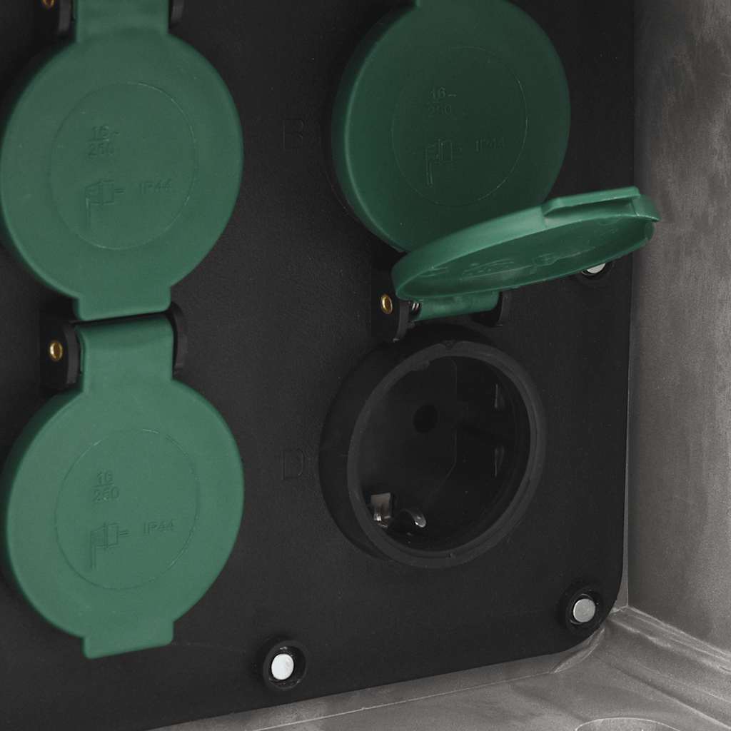 vidaXL Tuinstopcontact met grondpin lichtsensor 4-wegs steenlook grijs