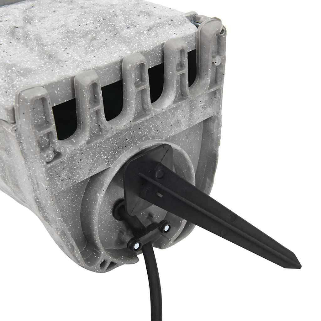 vidaXL Tuinstopcontact met grondpin lichtsensor 4-wegs steenlook grijs