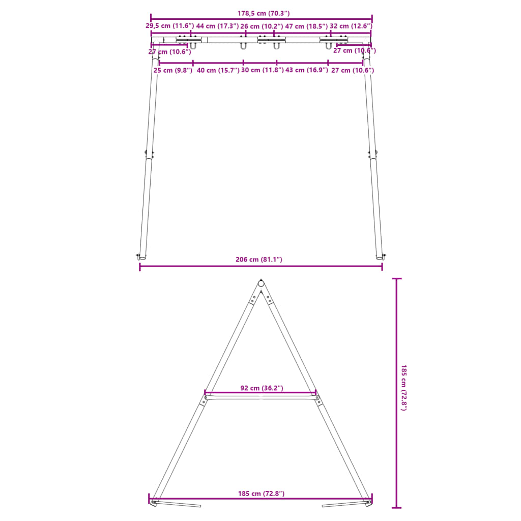 vidaXL Schommelframe voor buiten B 156 x H 185 cm