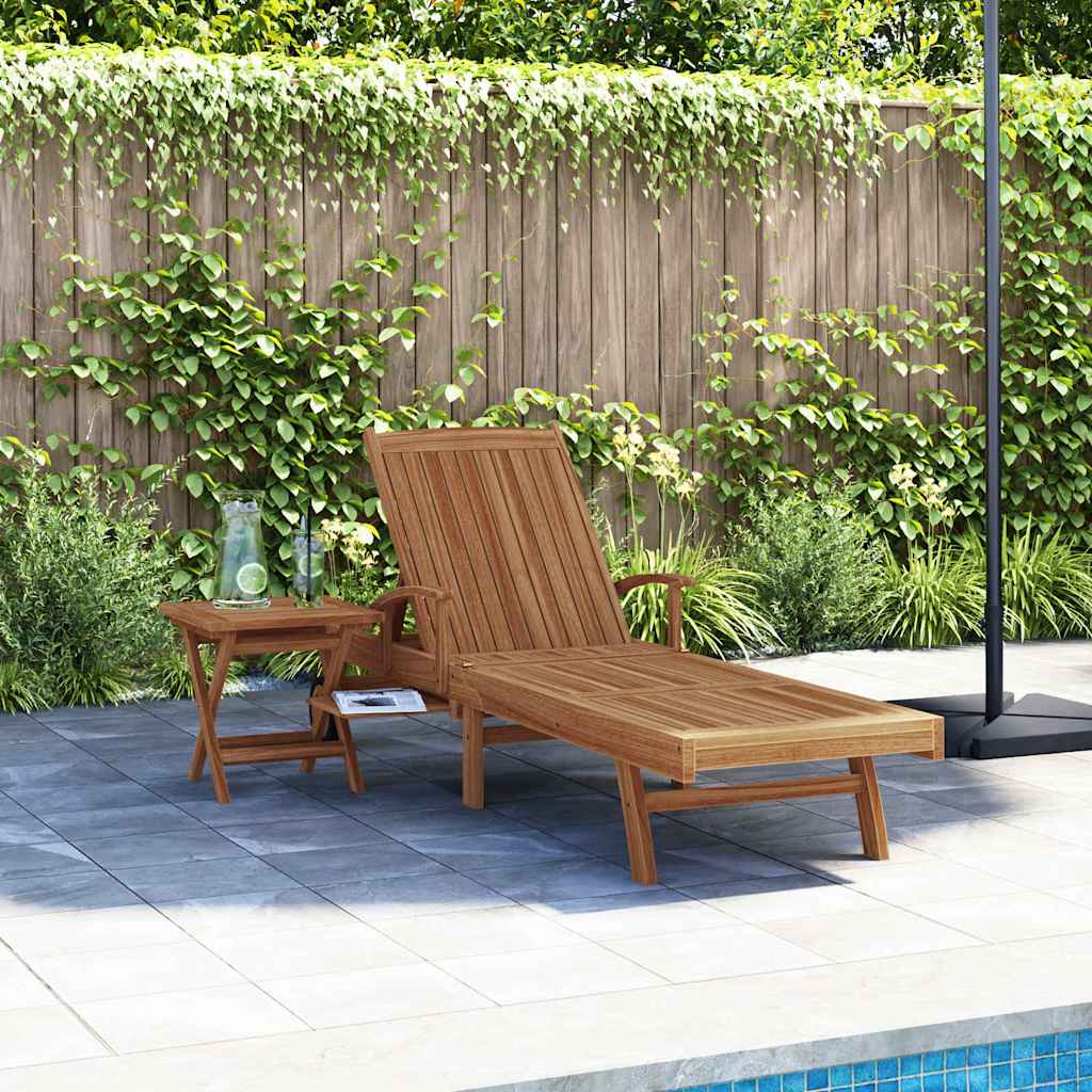 vidaXL Ligbed met kussen Bruin 195 x 59 x 78,5 cm Massief Teakhout