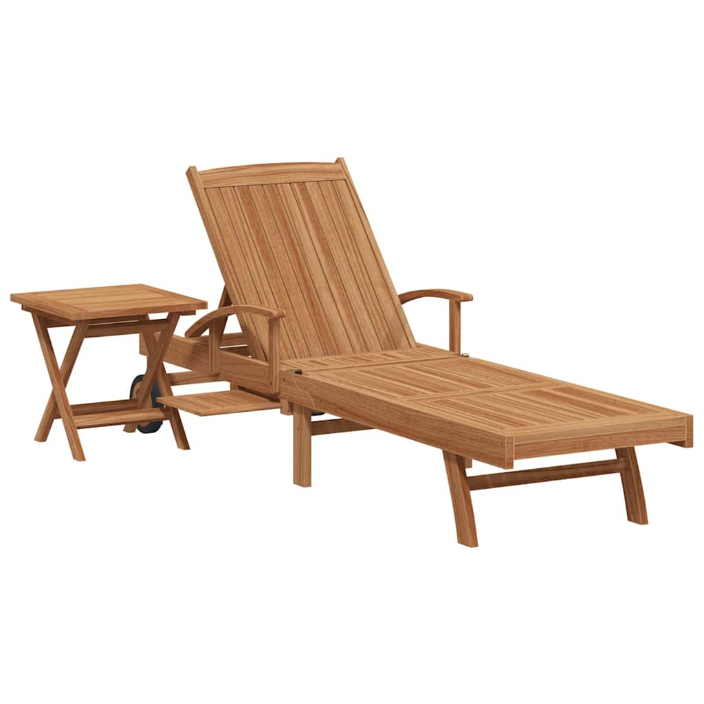 vidaXL Ligbed met kussen Bruin 195 x 59 x 78,5 cm Massief Teakhout