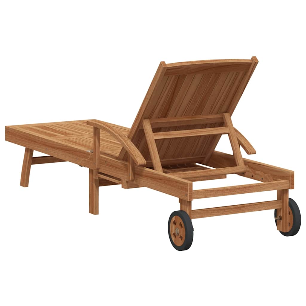 vidaXL Ligbed met kussen Bruin 195 x 59 x 78,5 cm Massief Teakhout