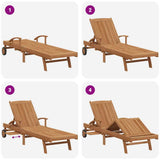 vidaXL Ligbed met kussen Bruin 195 x 59 x 78,5 cm Massief Teakhout
