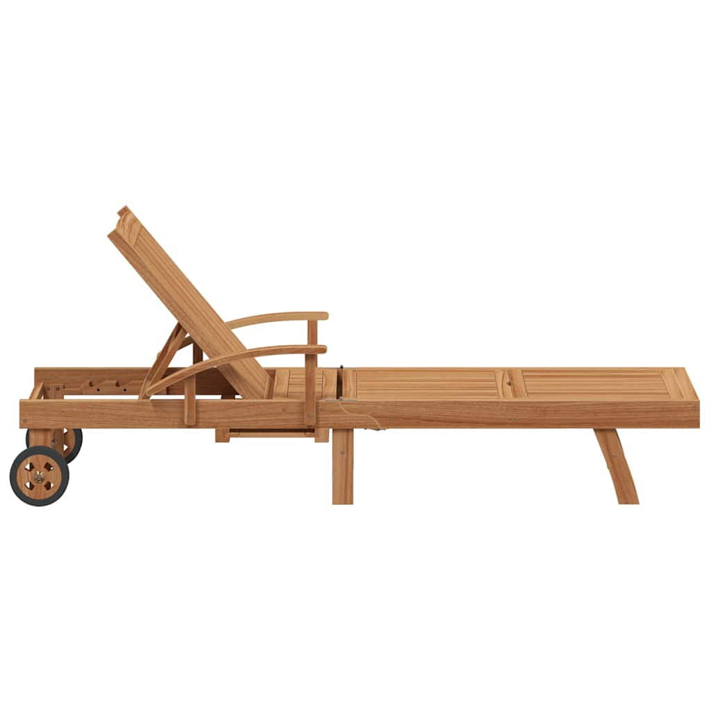 vidaXL Ligbed met kussen Bruin 195 x 59 x 78,5 cm Massief Teakhout