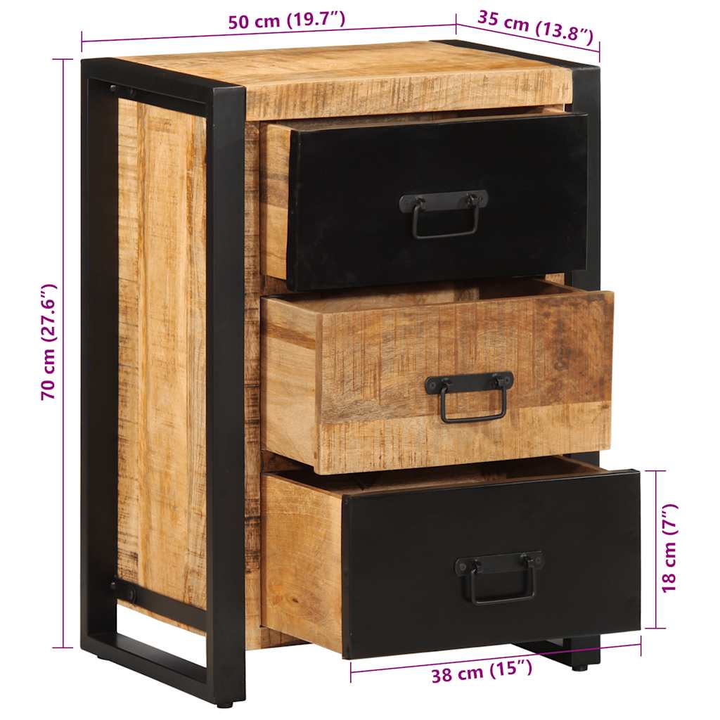 vidaXL Ladekast 50x35x70 cm massief ruw mangohout