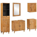 vidaXL Badkamermeubel Set met lade met plank 5 pcs Bruin Bewerkt hout