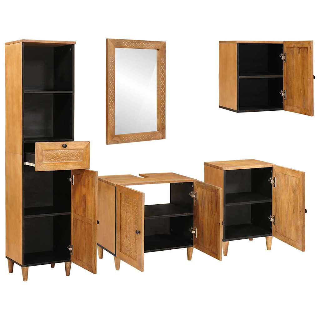 vidaXL Badkamermeubel Set met lade met plank 5 pcs Bruin Bewerkt hout
