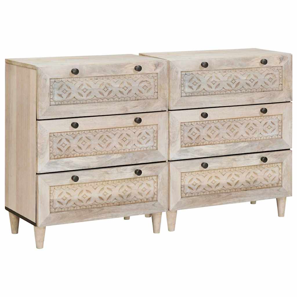 vidaXL Sideboard 2 pcs White 120 x 33.5 x 75 cm Solid Mango Wood