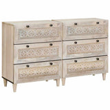 vidaXL Sideboard 2 pcs White 120 x 33.5 x 75 cm Solid Mango Wood