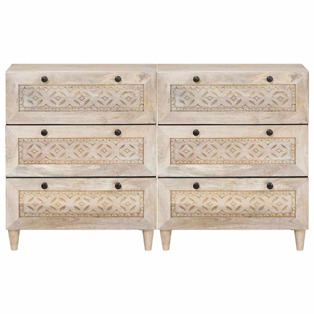 vidaXL Sideboard 2 pcs White 120 x 33.5 x 75 cm Solid Mango Wood