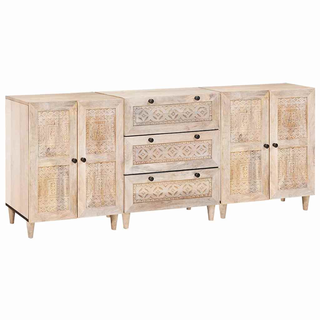 vidaXL Dressoir 3 pcs Wit 180 x 33,5 x 75 cm massief mangohout
