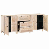 vidaXL Dressoir 3 pcs Wit 180 x 33,5 x 75 cm massief mangohout