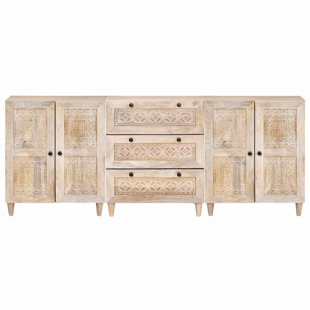 vidaXL Dressoir 3 pcs Wit 180 x 33,5 x 75 cm massief mangohout