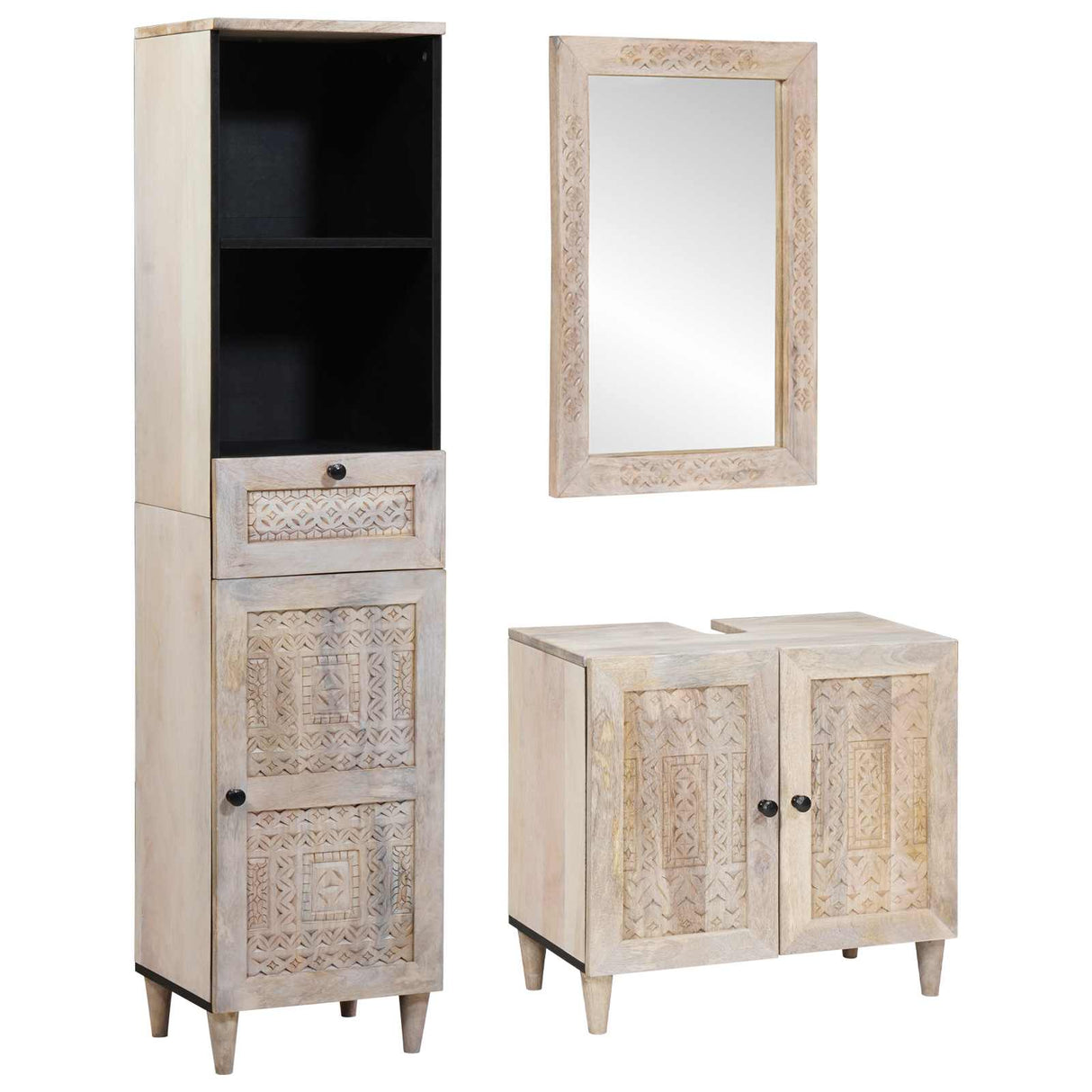 vidaXL Bathroom Furniture Set with Drawer and Shelf 3 pcs Brown Engineered Wood