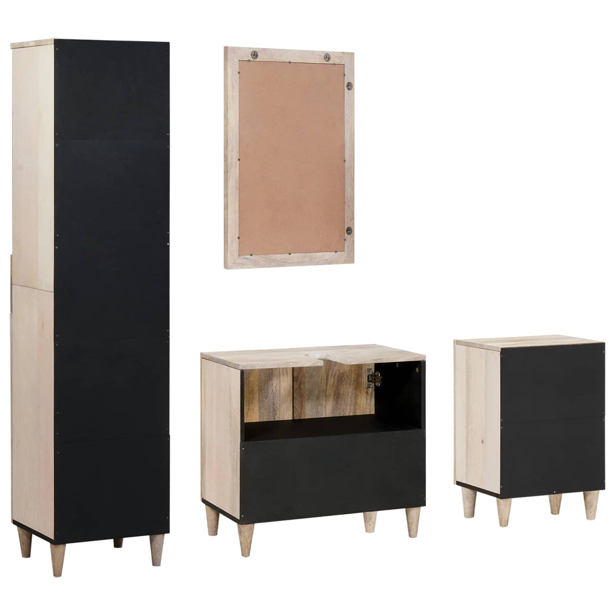 vidaXL Badkamermeubel Set met lade met plank 4 pcs Bruin Bewerkt hout