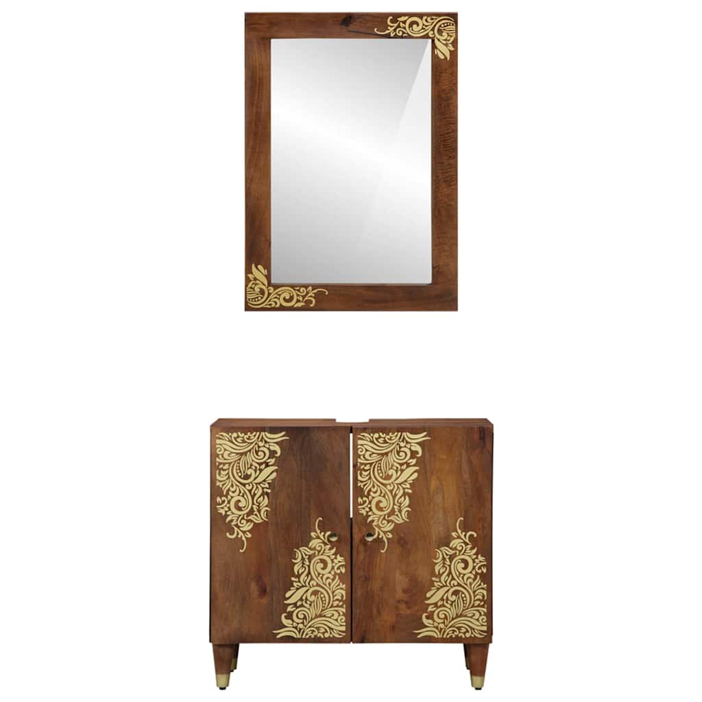 vidaXL Badkamerkast set 2 pcs Honing bruin Massief Mango Hout