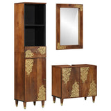 vidaXL Badkamerkast set met lade 3 pcs Honing bruin Massief Mango Hout