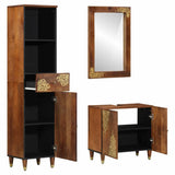 vidaXL Badkamerkast set met lade 3 pcs Honing bruin Massief Mango Hout